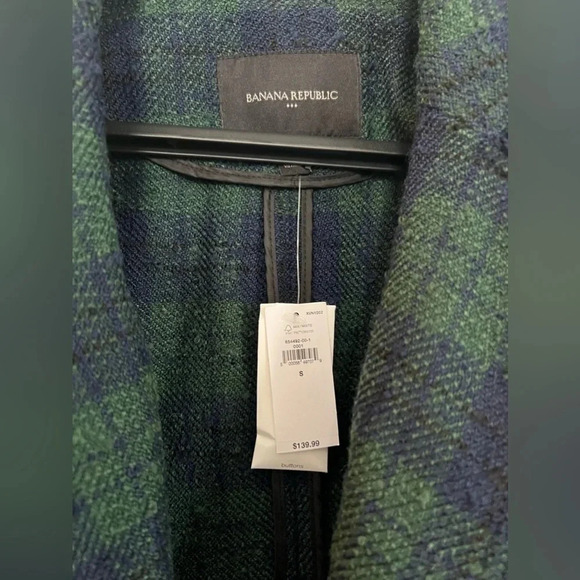 NWT Banana Republic small green academia tartan plaid blazer - Picture 5 of 7